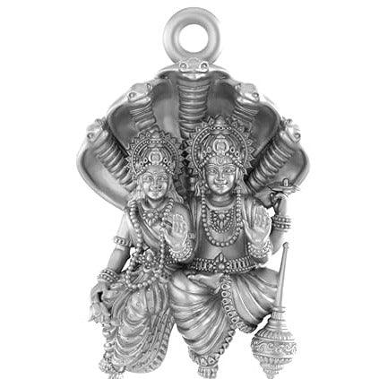 Lord Vishnu Goddess Laxmi Blessing Sterling Silver Pendant - JAI HO INDIA