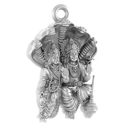 Lord Vishnu Goddess Laxmi Blessing Sterling Silver Pendant - JAI HO INDIA