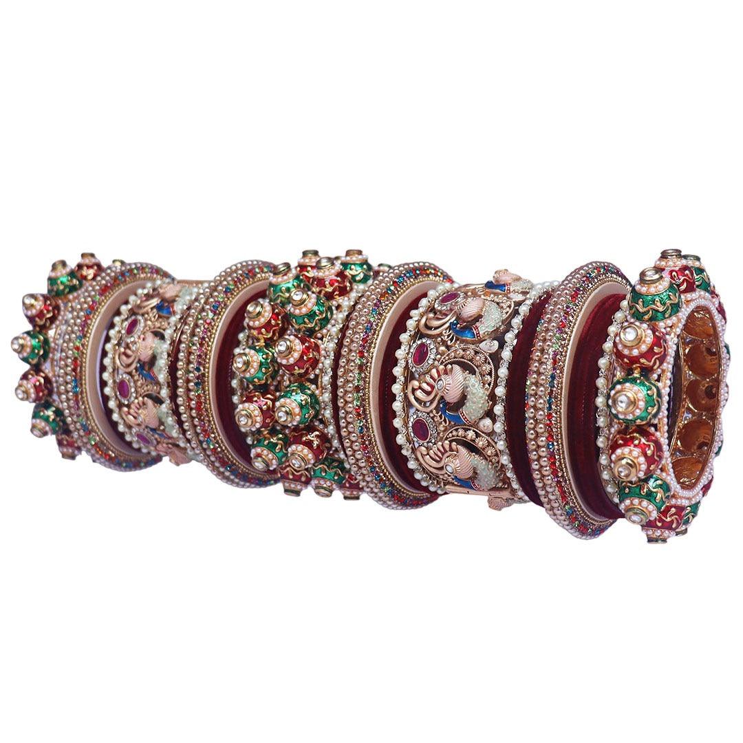 Peacock Royal Bridal Kada Chooda Wedding Bangles Set Punjabi Wedding Chuda Set For Indian Wedding - JAI HO INDIA