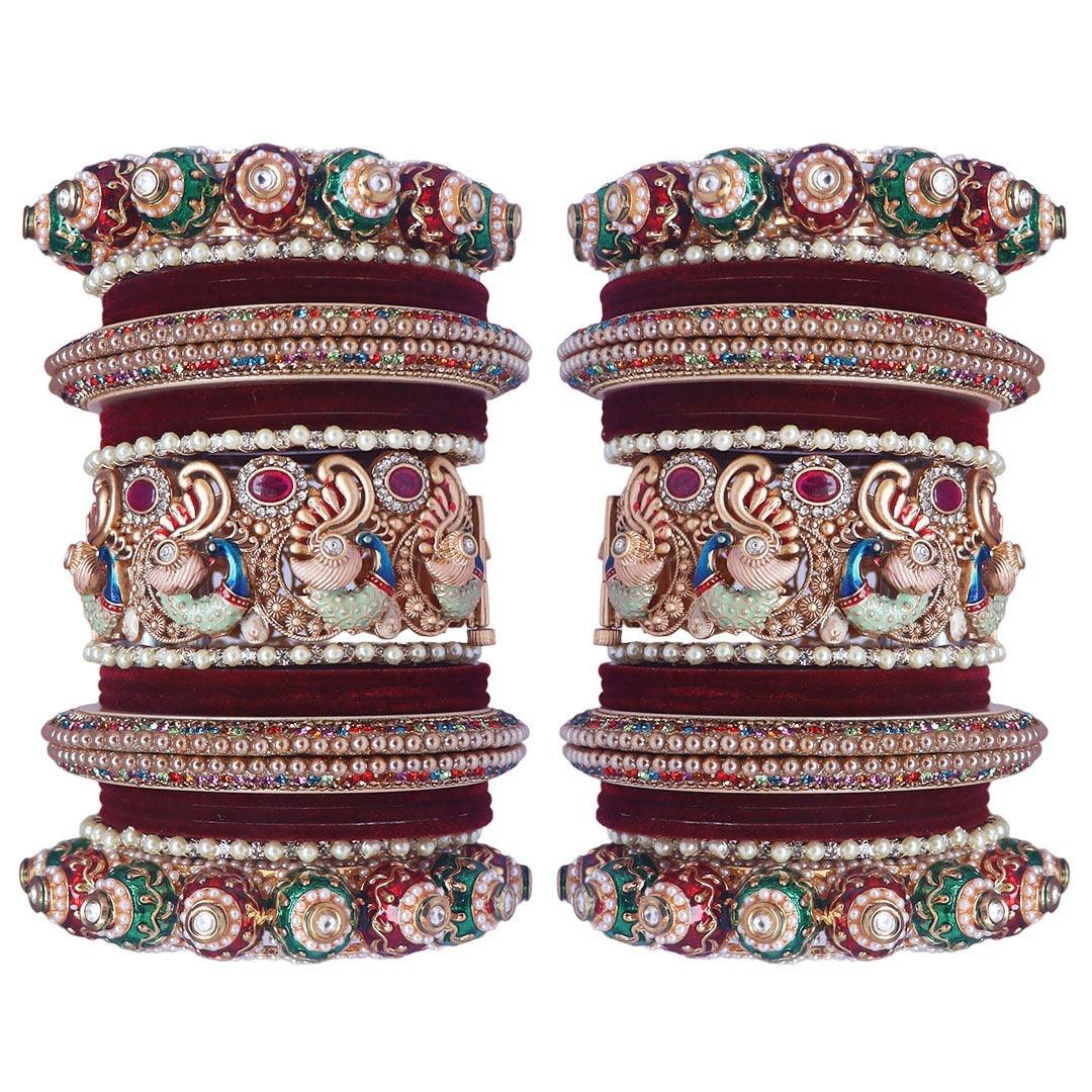Maroon Choodas Wedding Bangles - JAI HO INDIA