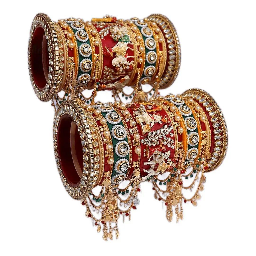 Royal Bridal Kada Chooda With Charms Wedding Bangles Set Punjabi Wedding Chuda Set For Indian Wedding - JAI HO INDIA