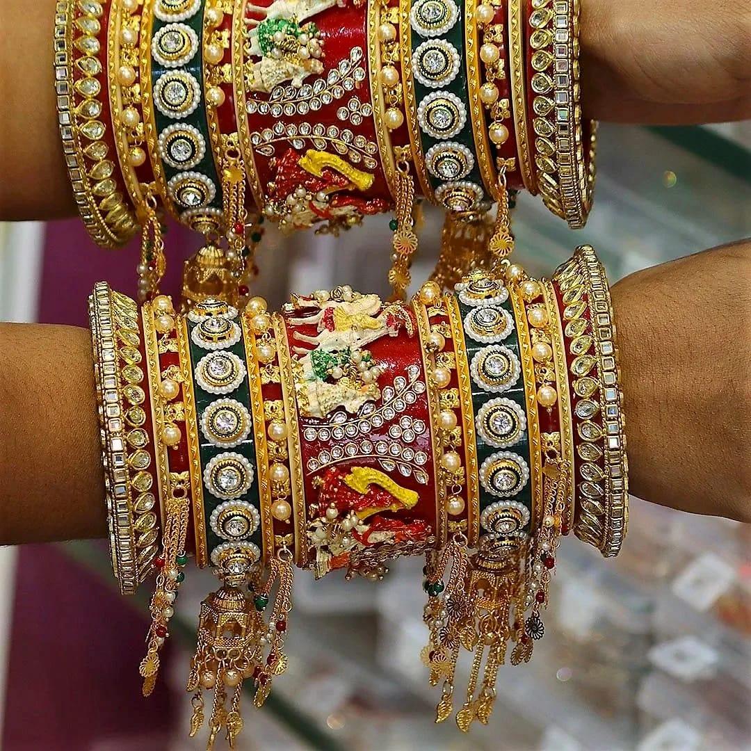 Royal Bridal Kada Chooda With Charms Wedding Bangles Set Punjabi Wedding Chuda Set For Indian Wedding - JAI HO INDIA