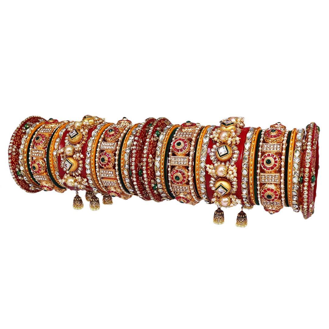 Exclusive Royal Bridal Kada Chooda With Charms Wedding Bangles Set Punjabi Wedding Chuda Set For Indian Wedding - JAI HO INDIA