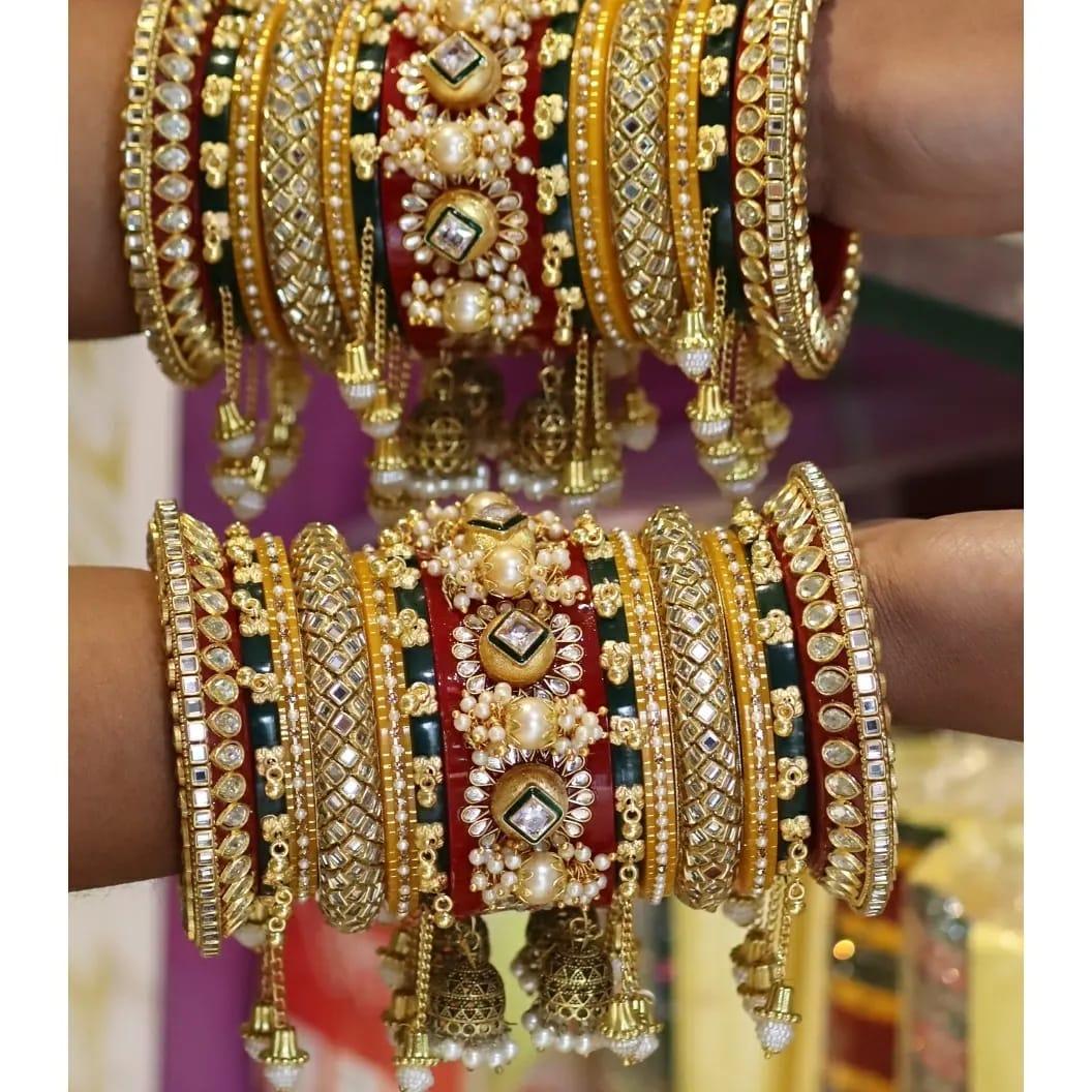 Royal Bridal Kada Chooda With Charms Wedding Bangles Set Punjabi Wedding Chuda Set For Indian Wedding - JAI HO INDIA