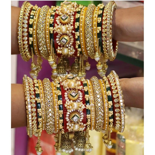Royal Bridal Chooda With Charms Wedding Bangles  - JAI HO INDIA