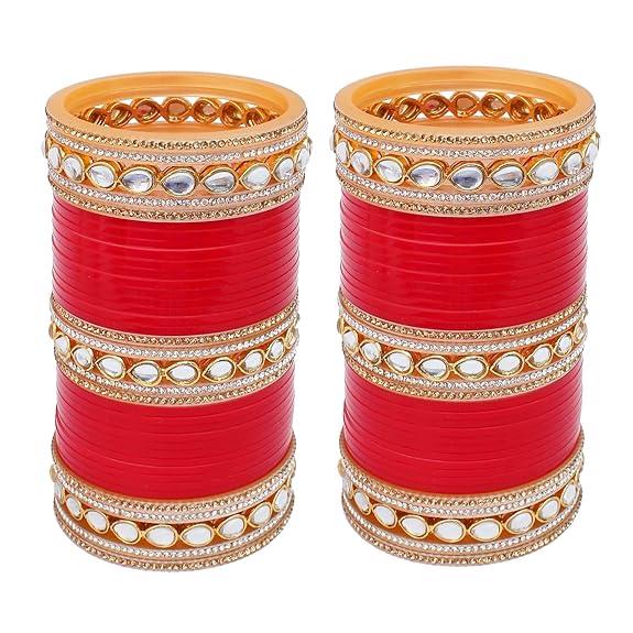 Red Bridal Choodas Punjabi Wedding Bangles Set - JAI HO INDIA