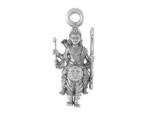 Veer Ayyappa On Tiger Sterling Silver Pendant - JAI HO INDIA