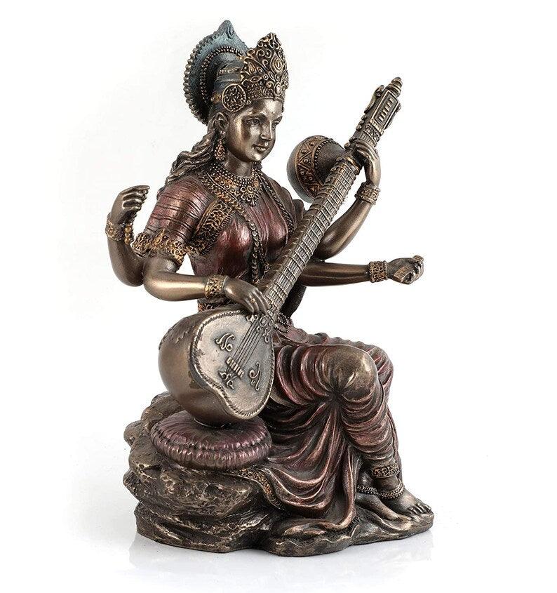 Goddess Saraswati Idol Hindu Goddess Saraswati Maa Decorative Showpiece 3 inches - JAI HO INDIA