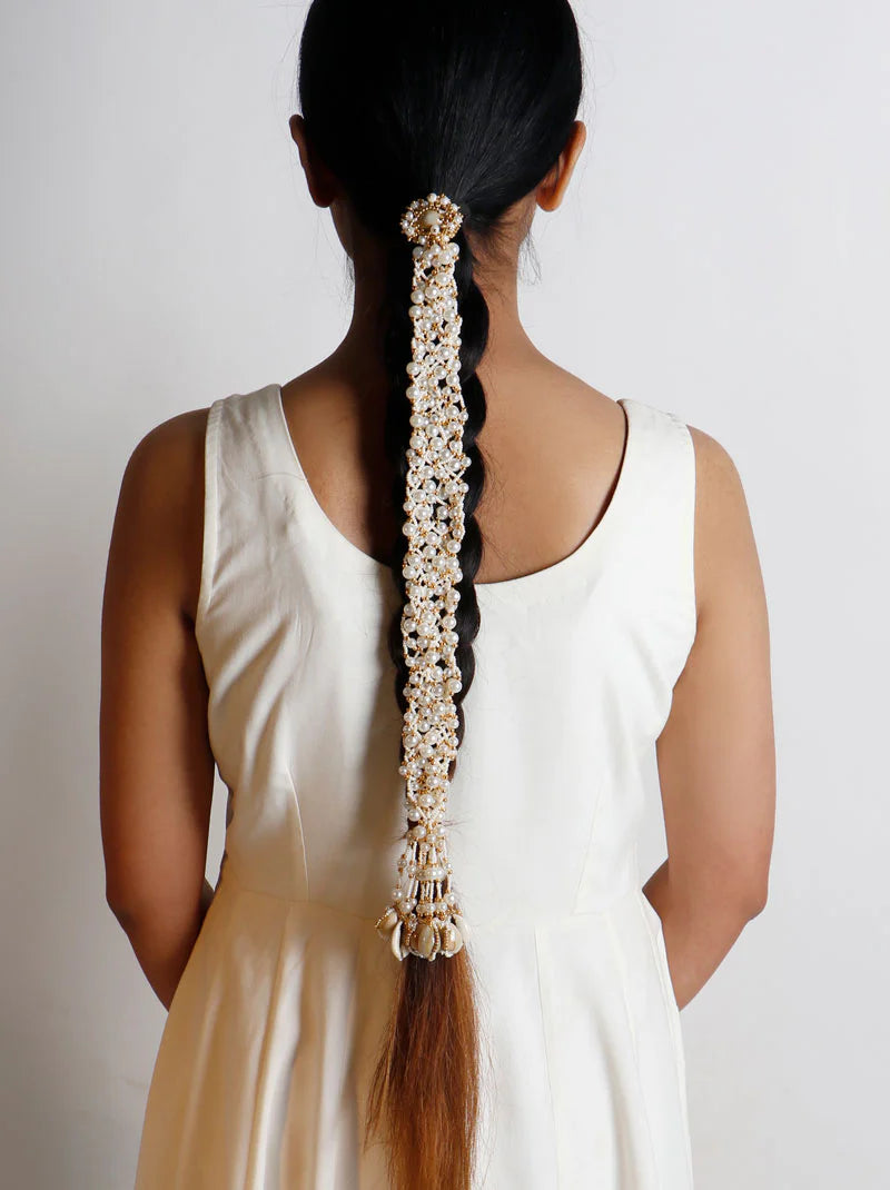 Traditional Indian Shell Pearl Long Hair Braid