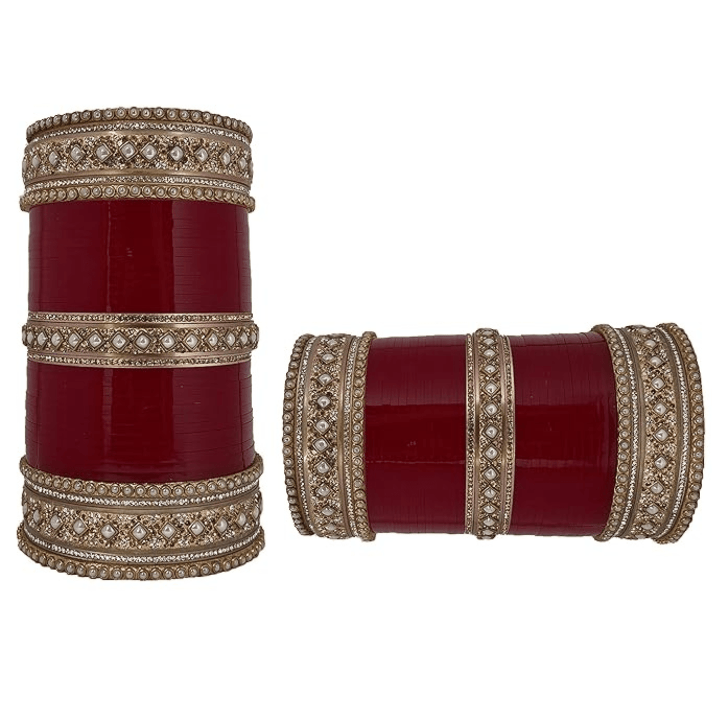 Maroon Golden Bridal Chooda Wedding Bangles Set Punjabi Wedding Chuda Set For Indian Wedding - JAI HO INDIA