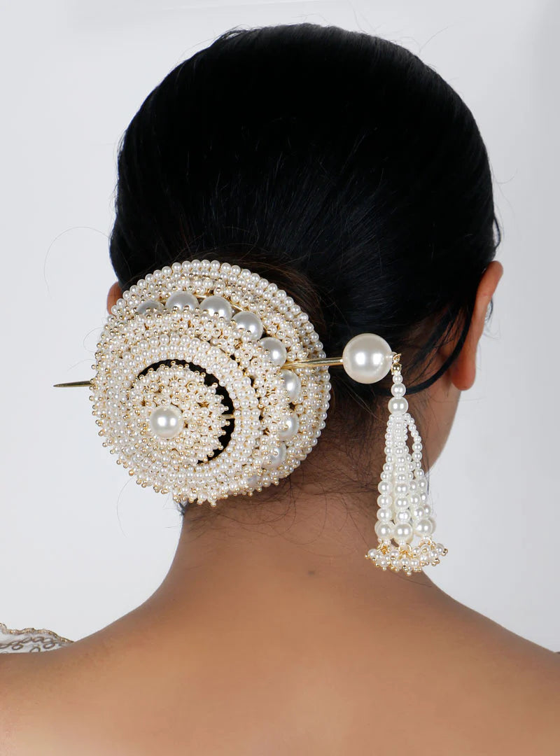 Traditional Pearls Bridal Hair Bun