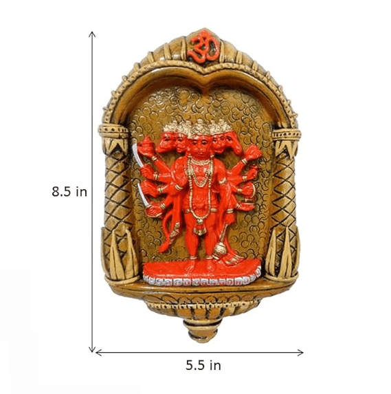 Panchmukhi Hanuman Wall Hanging For Front Door Five Face Hanuman Statue 8.5 inches - JAI HO INDIA