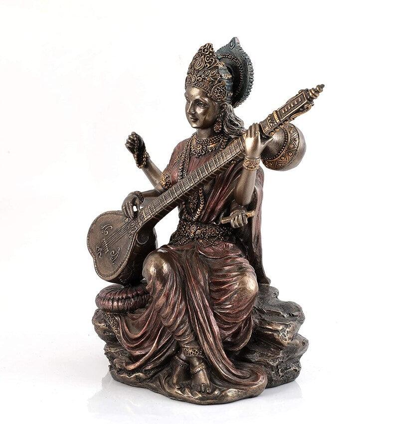Goddess Saraswati Idol Hindu Goddess Saraswati Maa Decorative Showpiece 3 inches - JAI HO INDIA
