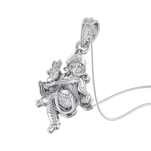 Dancing Lord Ganesha Sterling Silver Pendant - JAI HO INDIA