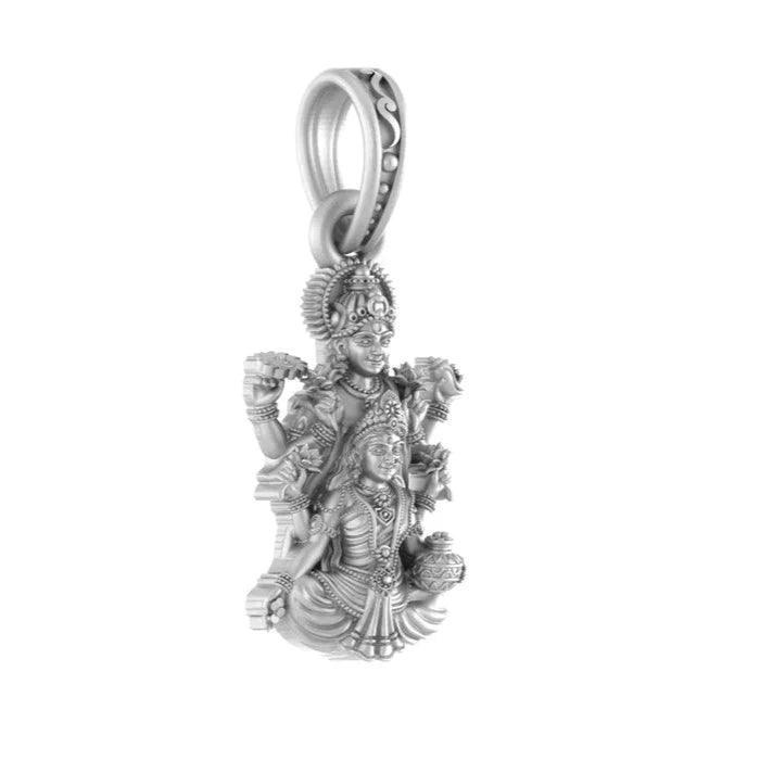 Vishnu Laxmi Sterling Silver Pendant - JAI HO INDIA