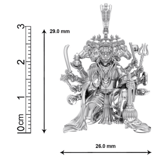 Panchmukhi Hanuman Sterling Silver Pendant - JAI HO INDIA