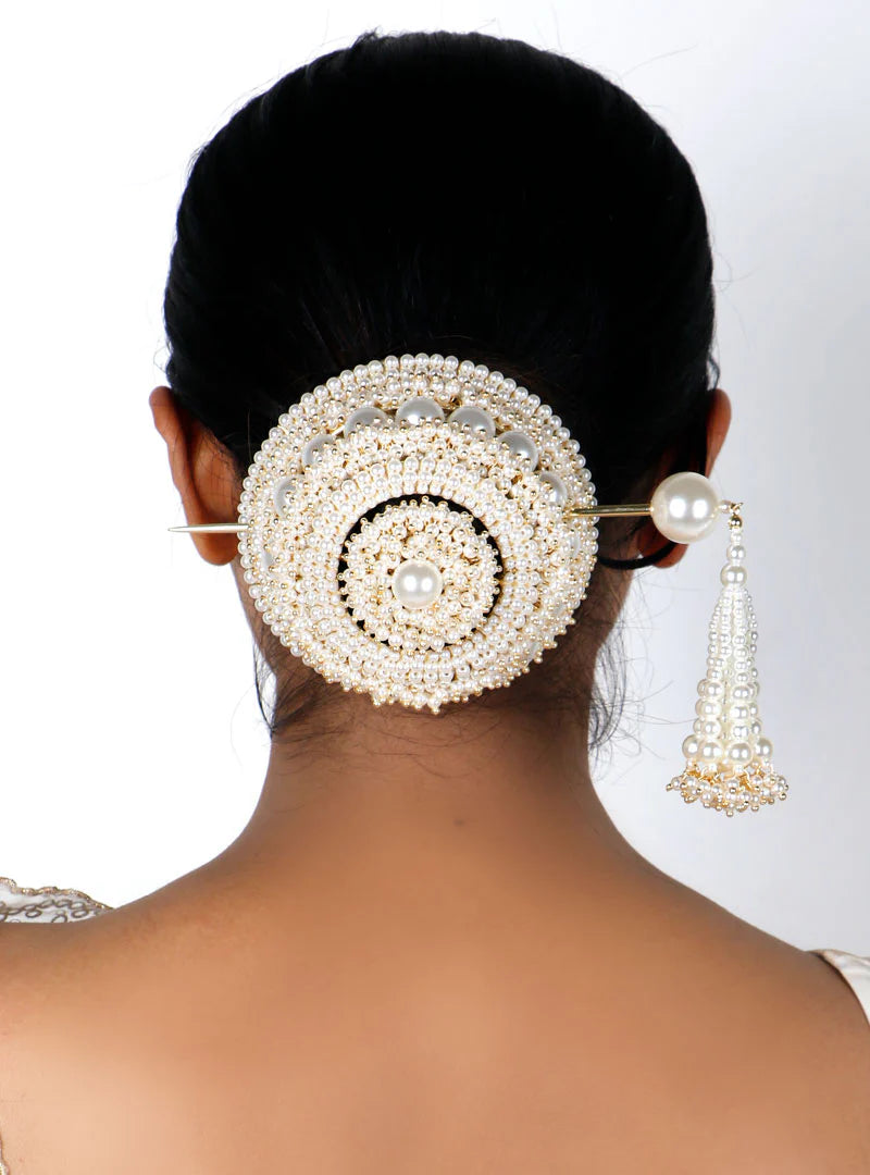 Traditional Pearls Bridal Hair Bun