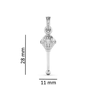 Hanuman Mace/Gada Sterling Silver Pendant - JAI HO INDIA