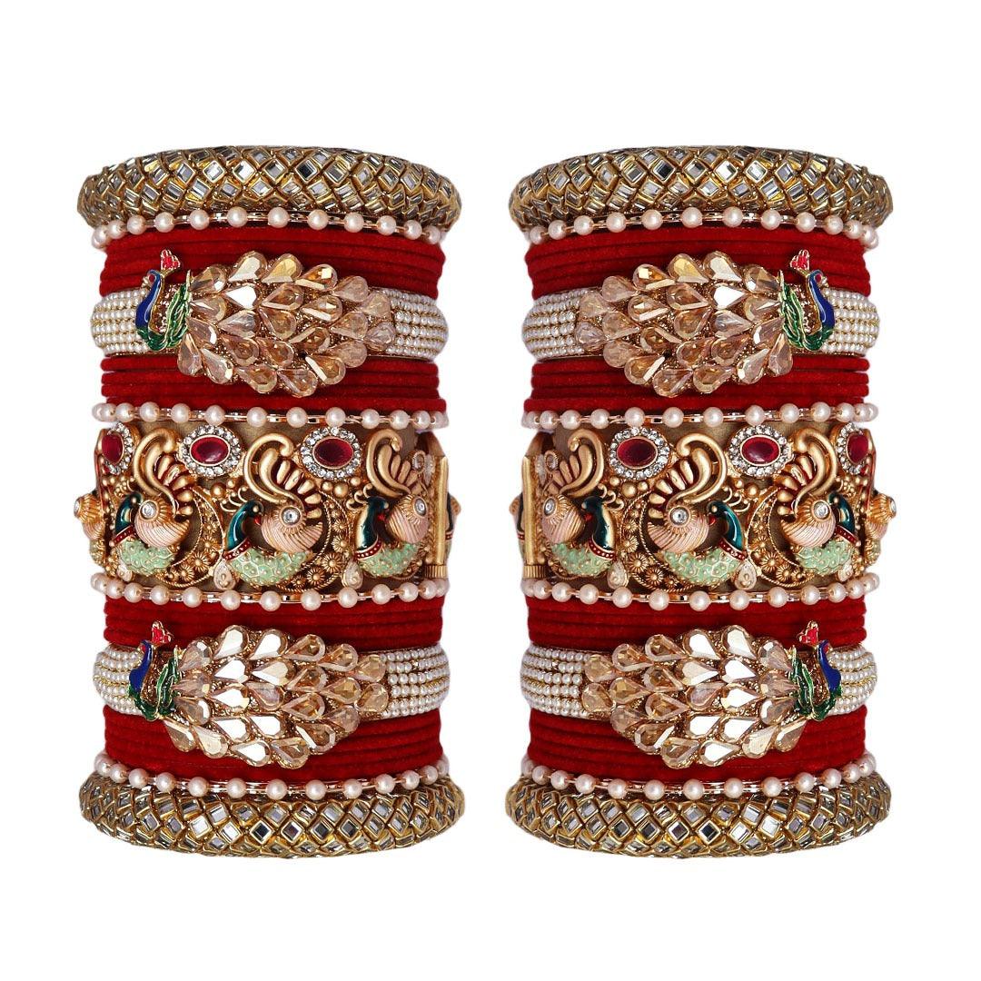 Royal Bridal Choodas Peacock Wedding Bangles - JAI HO INDIA