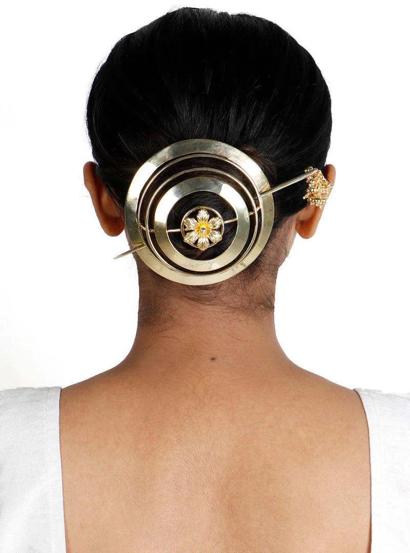 Traditional Golden Silver Hair Bun