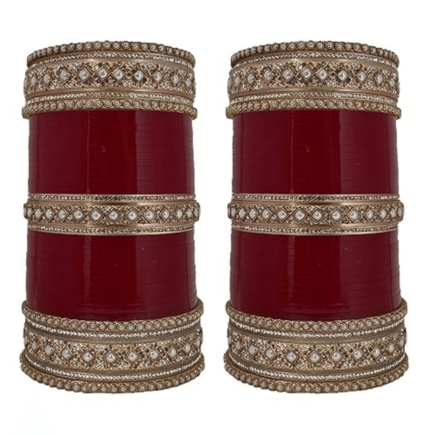 Maroon Golden Bridal Choodas Wedding Bangles Set - JAI HO INDIA