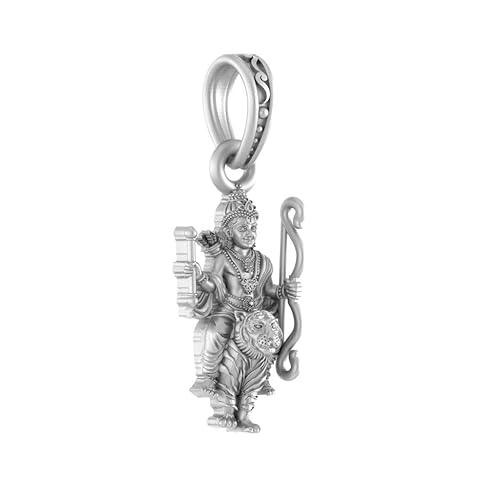 Veer Ayyappa On Tiger Sterling Silver Pendant - JAI HO INDIA