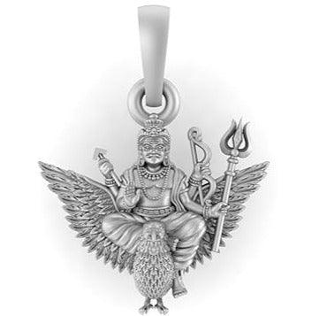 Shani Dev Maharaj Sterling Silver Pendant - JAI HO INDIA