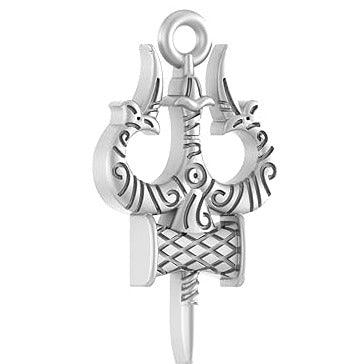 Lord Shiva Trishul /Trident Sterling Silver Pendant - JAI HO INDIA
