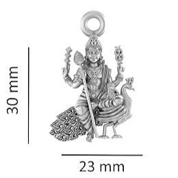 God Kartikeya Sterling Silver Pendant - JAI HO INDIA