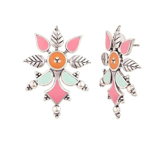 Brass Enamel Indian Oxidized Earrings