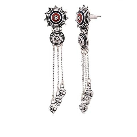 Stylish Long Tassel Oxidized Earrings