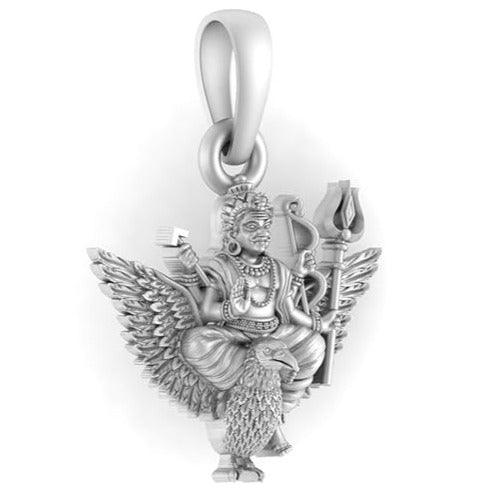 Shani Dev Maharaj Sterling Silver Pendant - JAI HO INDIA
