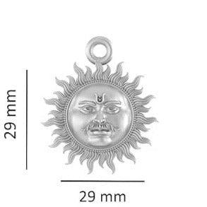 Sun God Lord Surya Sterling Silver Pendant - JAI HO INDIA