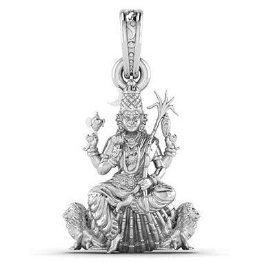 Goddess Maa Lalitha Parameswari/Maa Kamakshi Sterling Silver Pendant - JAI HO INDIA
