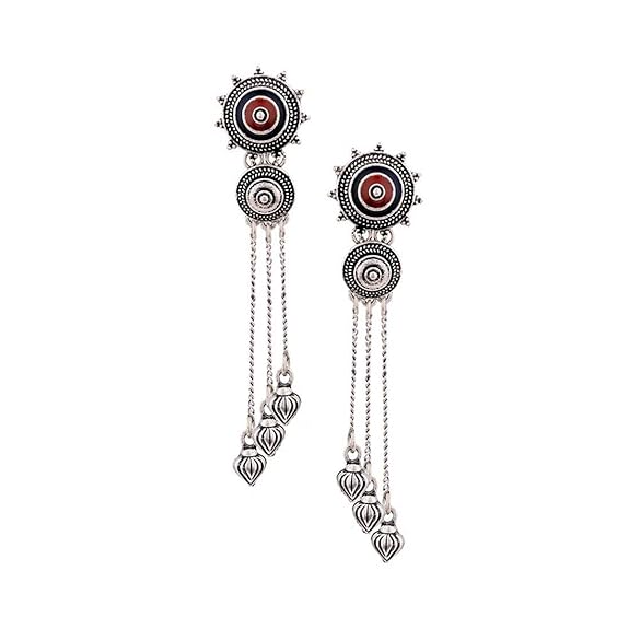 Stylish Long Tassel Oxidized Earrings