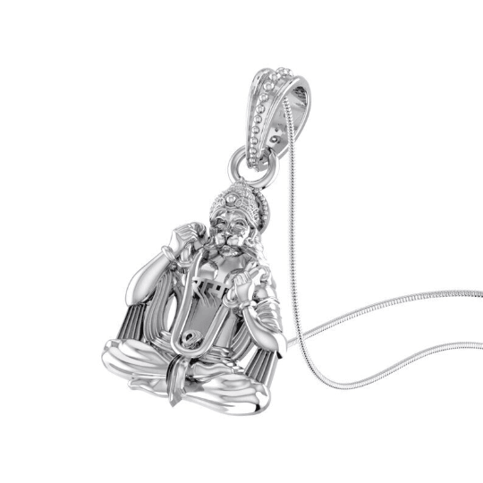 Hanuman Playing Khartal Sterling Silver Pendant - JAI HO INDIA