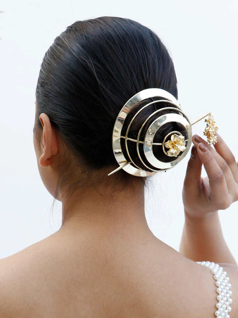Traditional Golden Silver Hair Bun