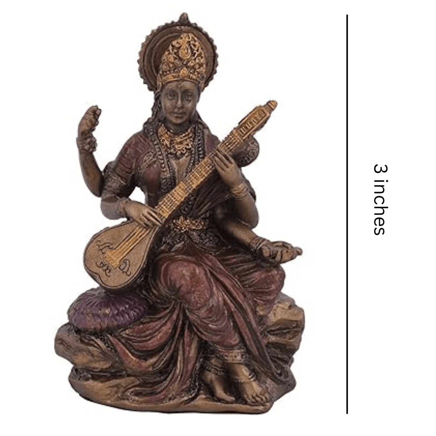 Goddess Saraswati Idol Hindu Goddess Saraswati Maa Decorative Showpiece 3 inches - JAI HO INDIA
