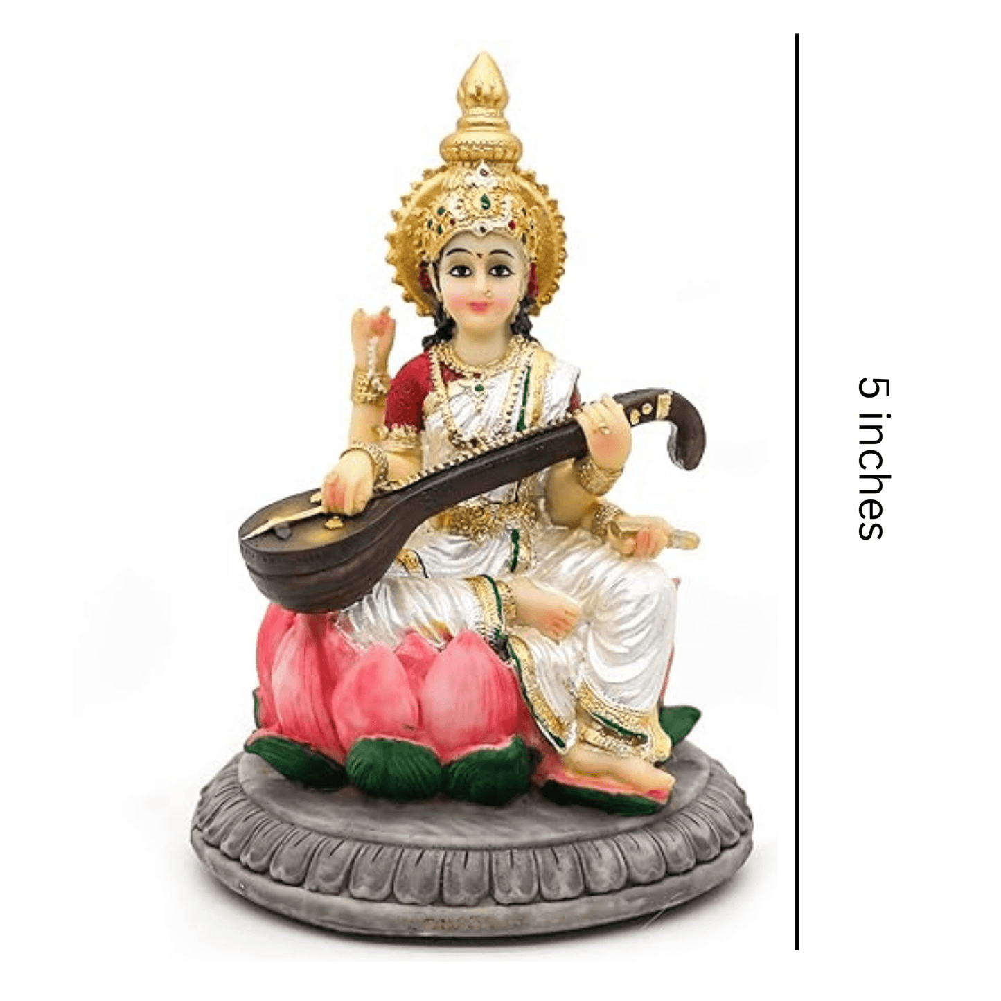 Goddess Saraswati Idol Hindu Goddess Saraswati Maa Decorative Showpiece 5 inches - JAI HO INDIA