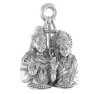 Lord Shiva And Goddess Parvati Sterling Silver Pendant - JAI HO INDIA