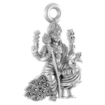 God Kartikeya Sterling Silver Pendant - JAI HO INDIA
