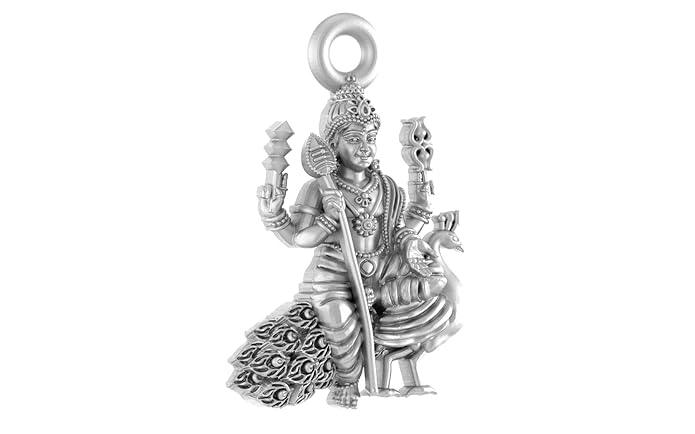 God Kartikeya Sterling Silver Pendant - JAI HO INDIA