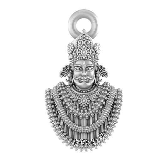 Baba Khatu Shyam Sterling Silver Pendant - JAI HO INDIA