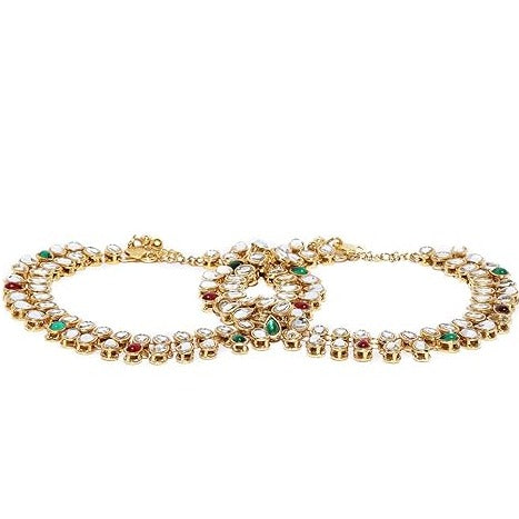 Red Green Bridal Anklets For Wedding