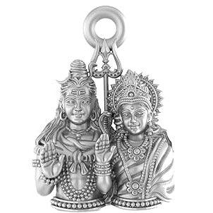 Lord Shiva And Goddess Parvati Sterling Silver Pendant - JAI HO INDIA