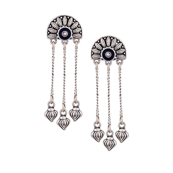 Beautiful Long Tassel Oxidized Earrings
