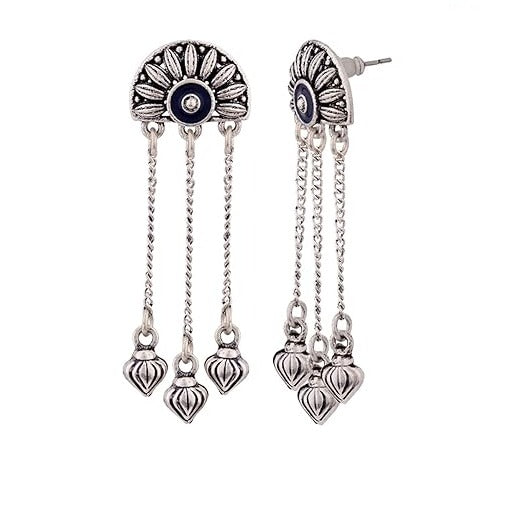 Beautiful Long Tassel Oxidized Earrings