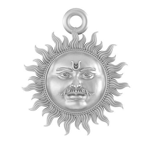 Sun God Lord Surya Sterling Silver Pendant - JAI HO INDIA