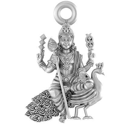 God Kartikeya Sterling Silver Pendant - JAI HO INDIA