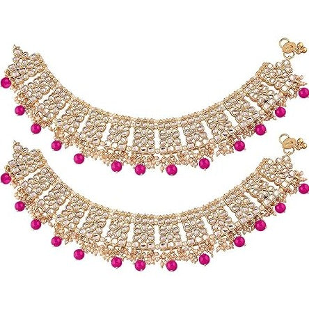 Pink Bridal Anklets Payal For Wedding